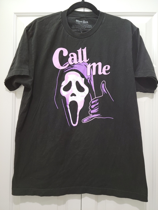 icon of halloween Tops - Scream Ghostface Call Me Black, Purple, Pink Tee